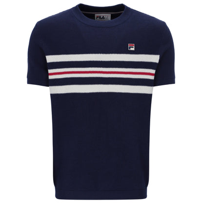 Fila Classic Waffle Knit Stripe Crew Neck Top Navy