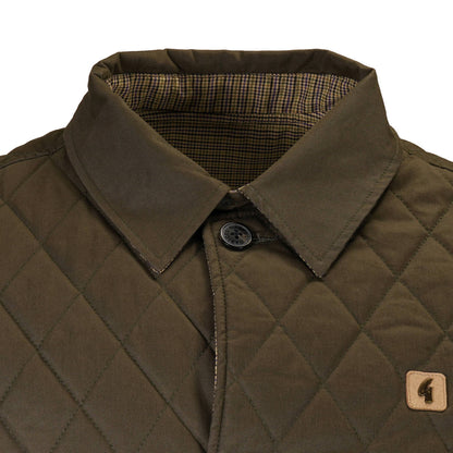 Gabicci Vintage Reversible Dogtooth Check Quilted Coat Spruce Green L