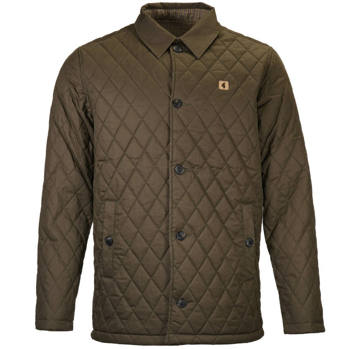 Gabicci Vintage Reversible Dogtooth Check Quilted Coat Spruce Green L