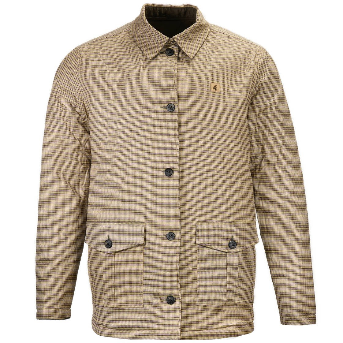 Gabicci Vintage Reversible Dogtooth Check Quilted Coat Spruce Green L