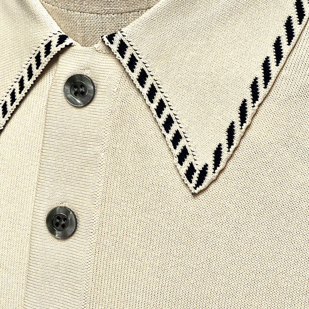 Gabicci Vintage Archive Routledge Fine Gauge Diagonal Tip Polo Stone