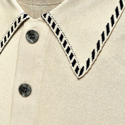 Gabicci Vintage Archive Routledge Fine Gauge Diagonal Tip Polo Stone