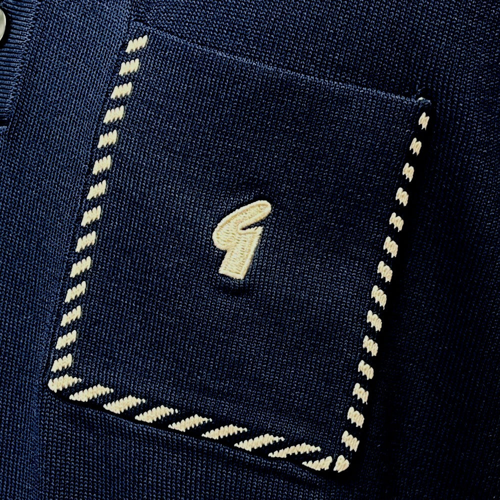 Gabicci Vintage Archive Routledge Fine Gauge Diagonal Tip Polo Navy