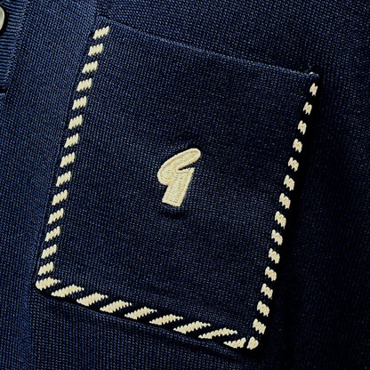 Gabicci Vintage Archive Routledge Fine Gauge Diagonal Tip Polo Navy