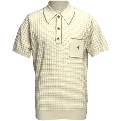 Gabicci Vintage Archive Roy Fine Gauge Waffle Polo Stone