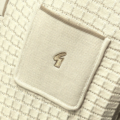 Gabicci Vintage Archive Roy Fine Gauge Waffle Polo Stone
