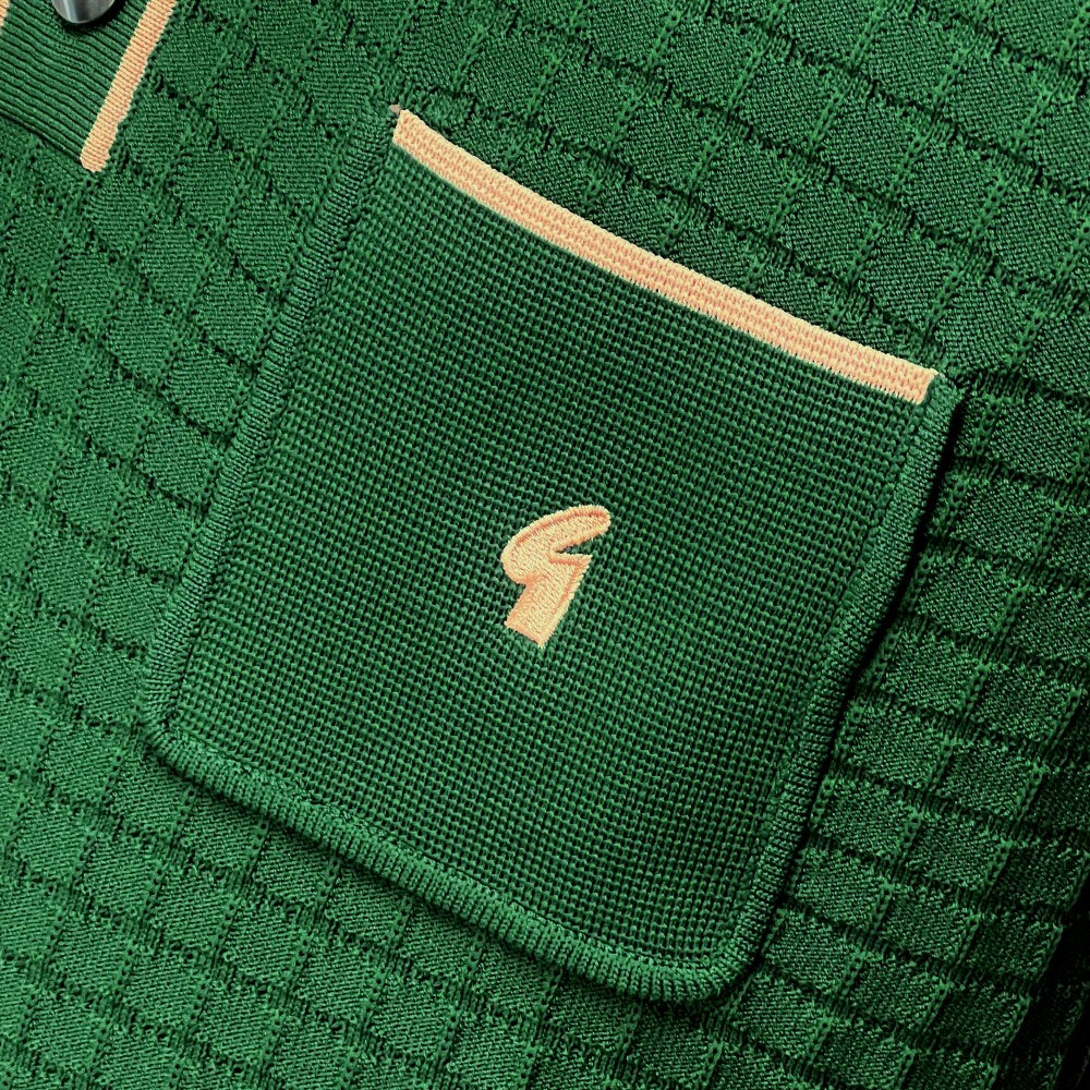 Gabicci Vintage Archive Roy Fine Gauge Waffle Polo Bottle Green