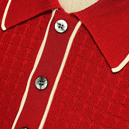 Gabicci Vintage Archive Roy Fine Gauge Waffle Polo Deep Red