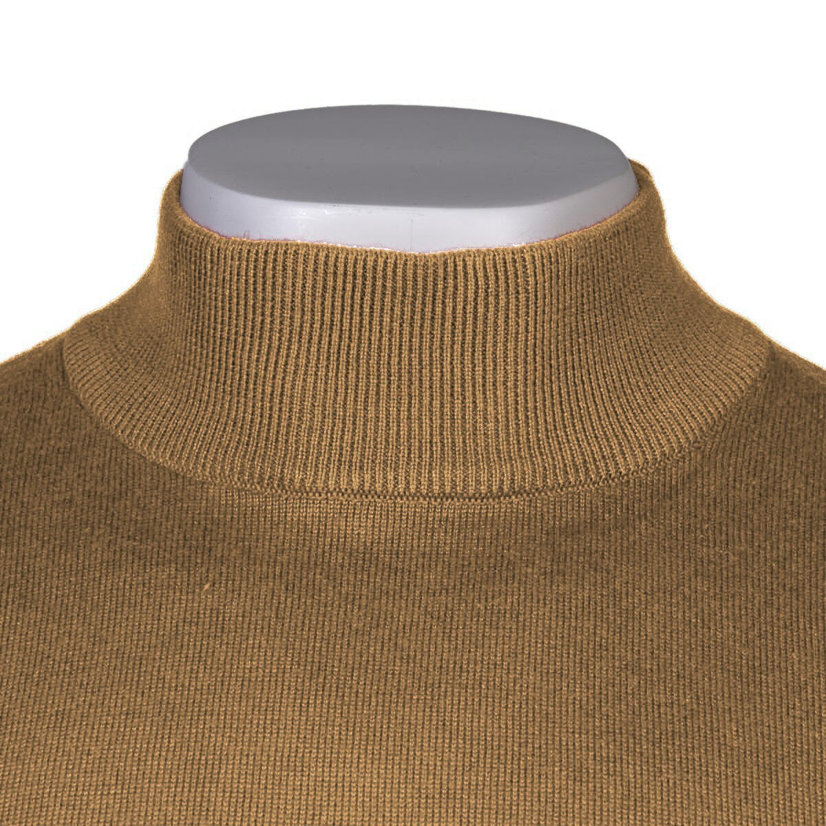 Gabicci Vintage Plain Knit Turtle Neck Pullover Dark Sand