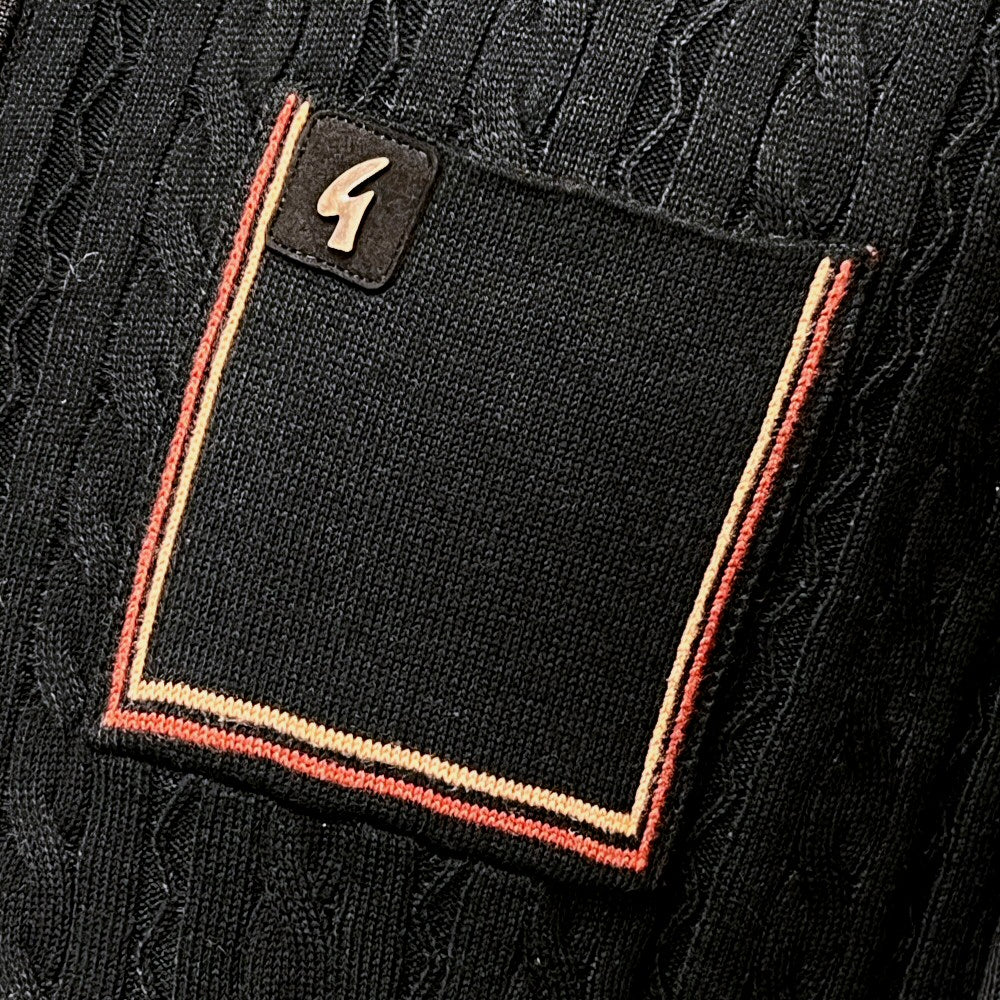 Gabicci Vintage Cable Knit Zip Through Tipped Cardi Black