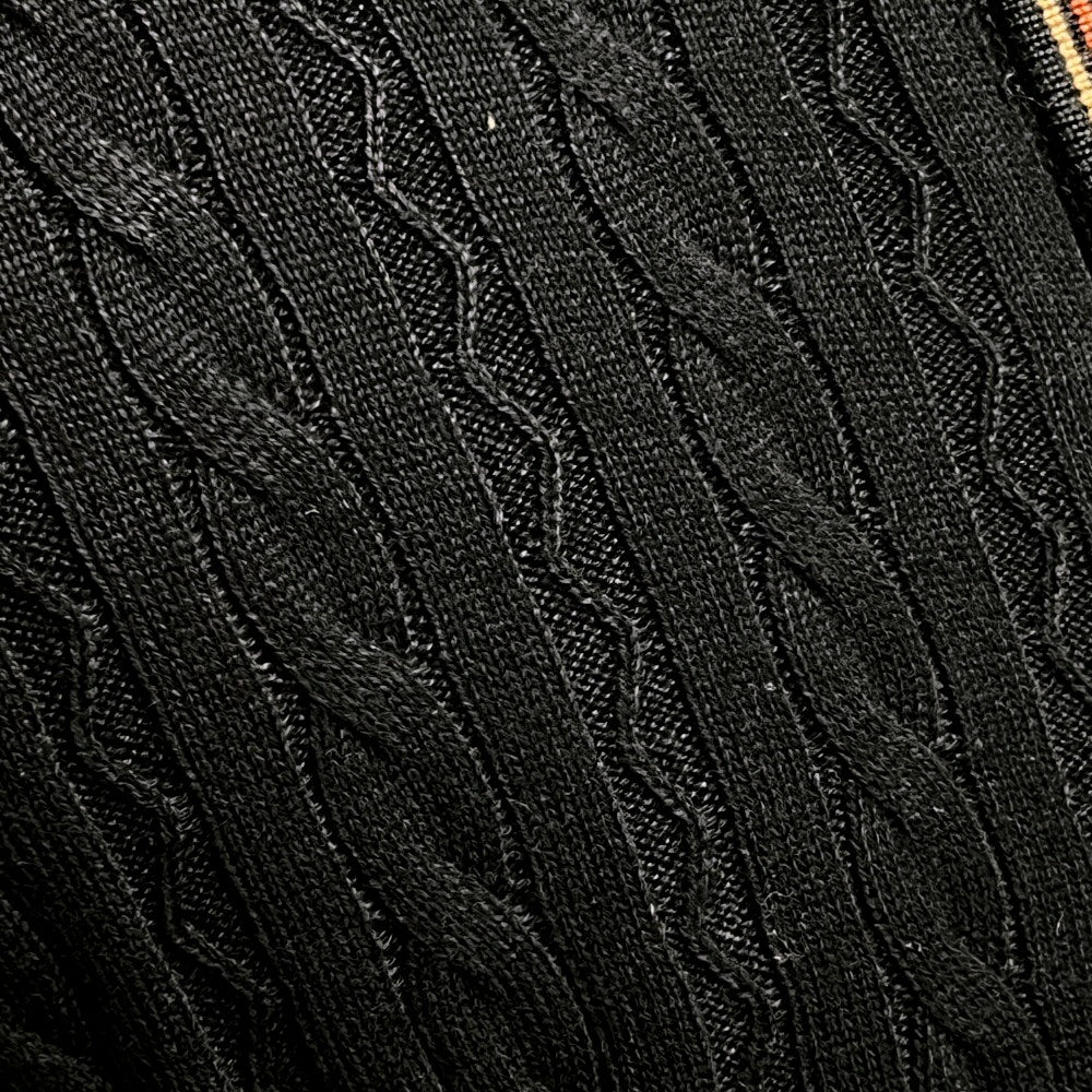 Gabicci Vintage Cable Knit Zip Through Tipped Cardi Black