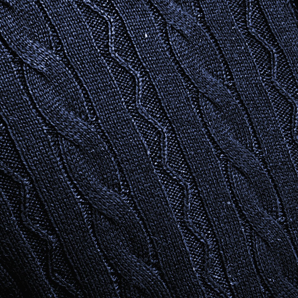 Gabicci Vintage Cable Knit Zip Through Tipped Cardi Navy