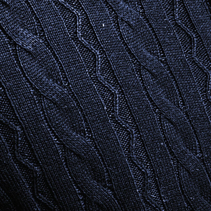 Gabicci Vintage Cable Knit Zip Through Tipped Cardi Navy