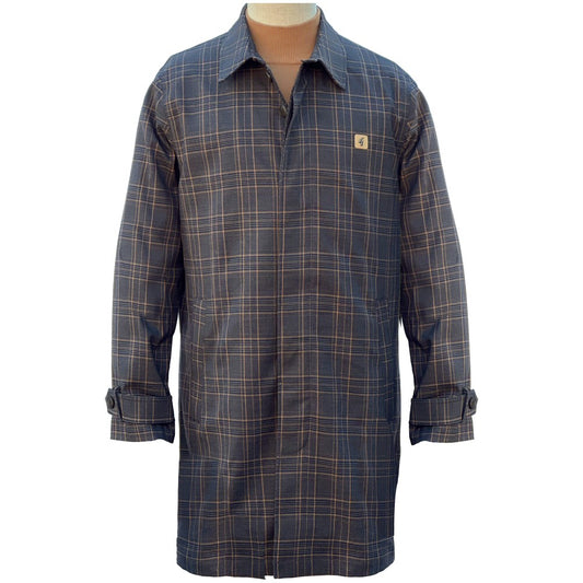 Gabicci Vintage Overcheck Fly Fronted Raincoat Charcoal