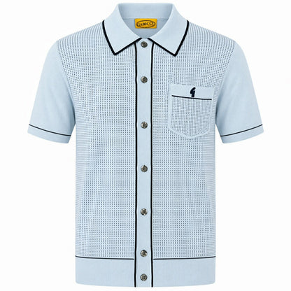 Gabicci Retro Archive Di Lello Pindot Fine Gauge Cardigan Sky Blue