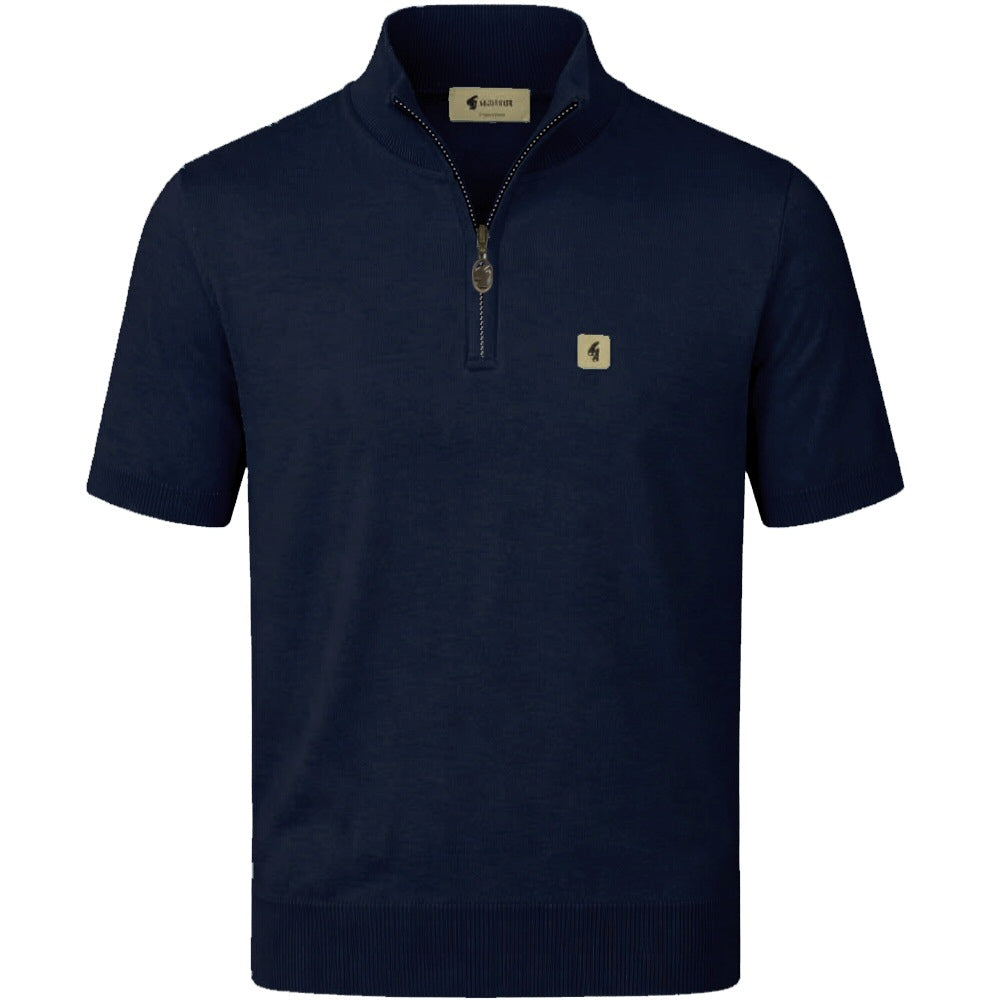 Gabicci Vintage Lasso Fine Gauge Zip Neck Navy