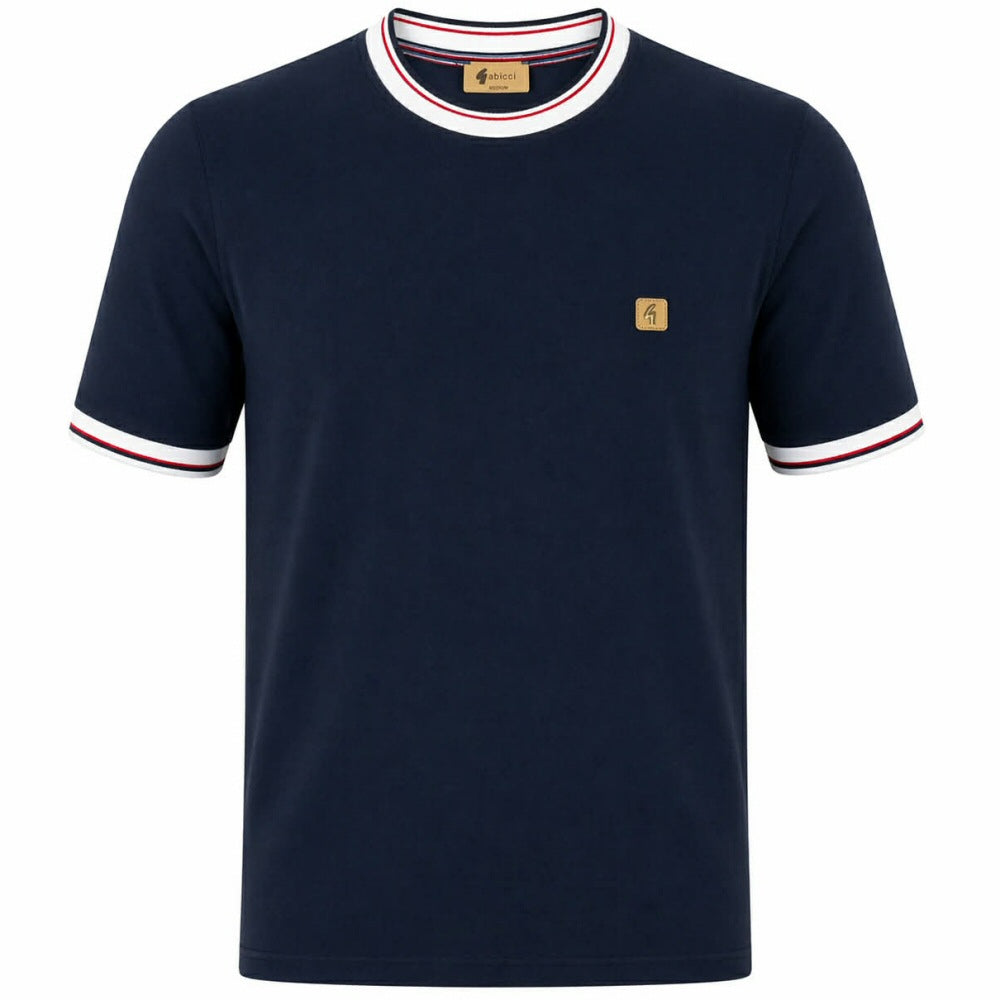 Gabicci Vintage Tipped Pique T Shirt Navy
