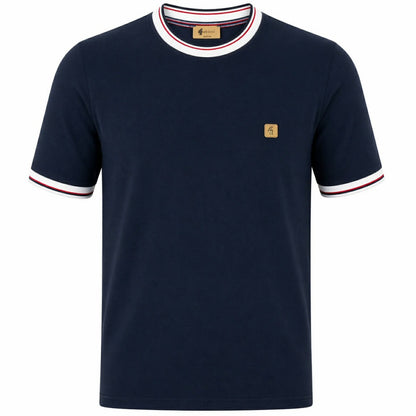 Gabicci Vintage Tipped Pique T Shirt Navy