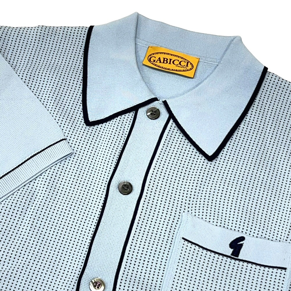Gabicci Retro Archive Di Lello Pindot Fine Gauge Cardigan Sky Blue