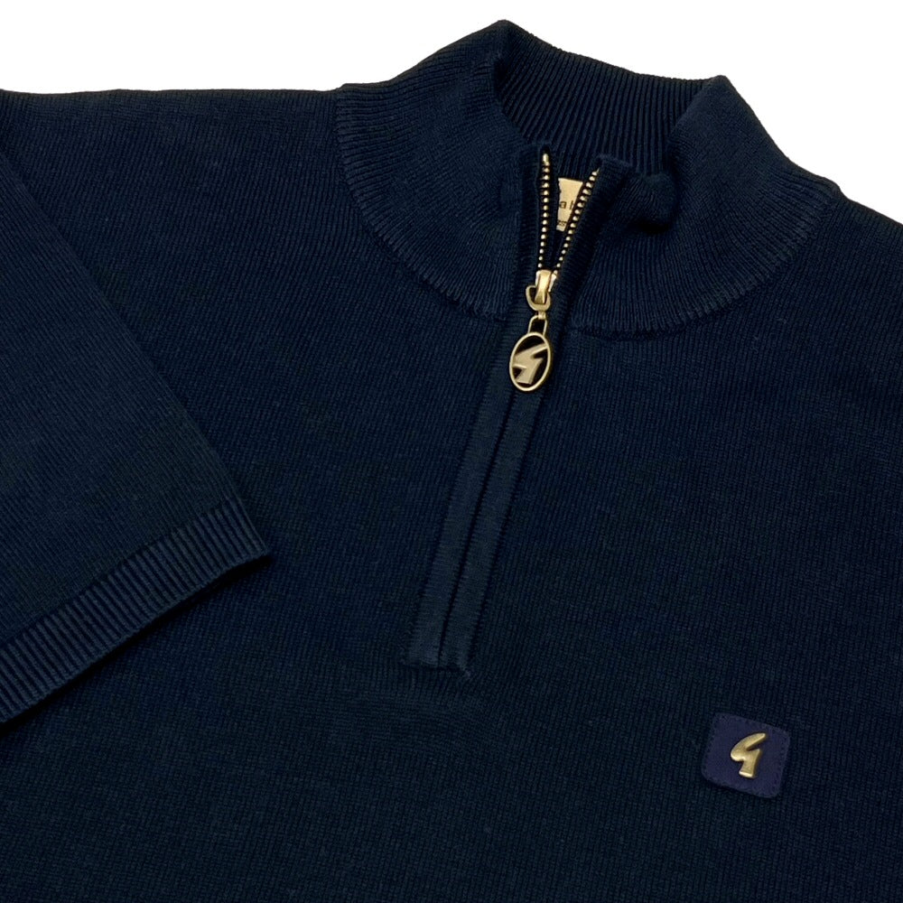 Gabicci Vintage Lasso Fine Gauge Zip Neck Navy