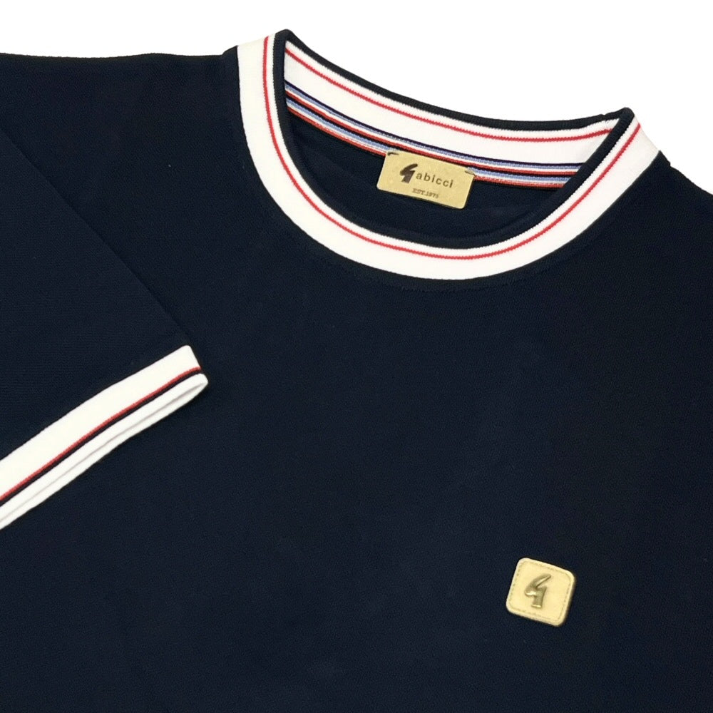 Gabicci Vintage Tipped Pique T Shirt Navy