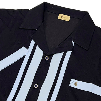 Gabicci Vintage Revere Collar Jersey Polo Navy