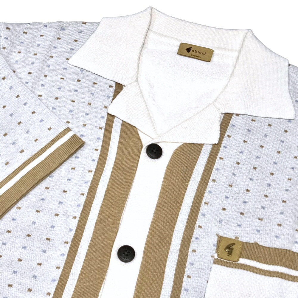 Gabicci Vintage Reilly Revere Collar Fine Gauge Knit Cardigan White
