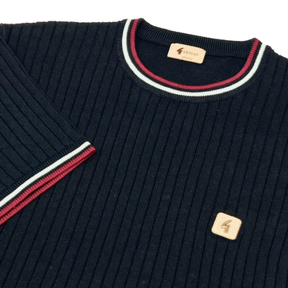 Gabicci Vintage Santino Ribbed Tipped Crew Neck Navy