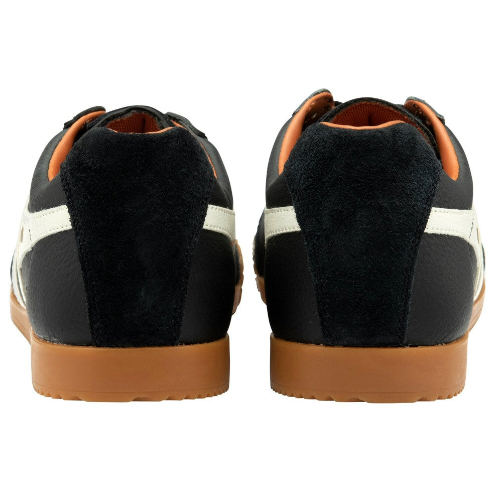 Gola Harrier Classic Twin Stripe Leather Trainer Black / White