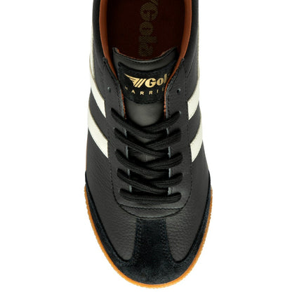 Gola Harrier Classic Twin Stripe Leather Trainer Black / White