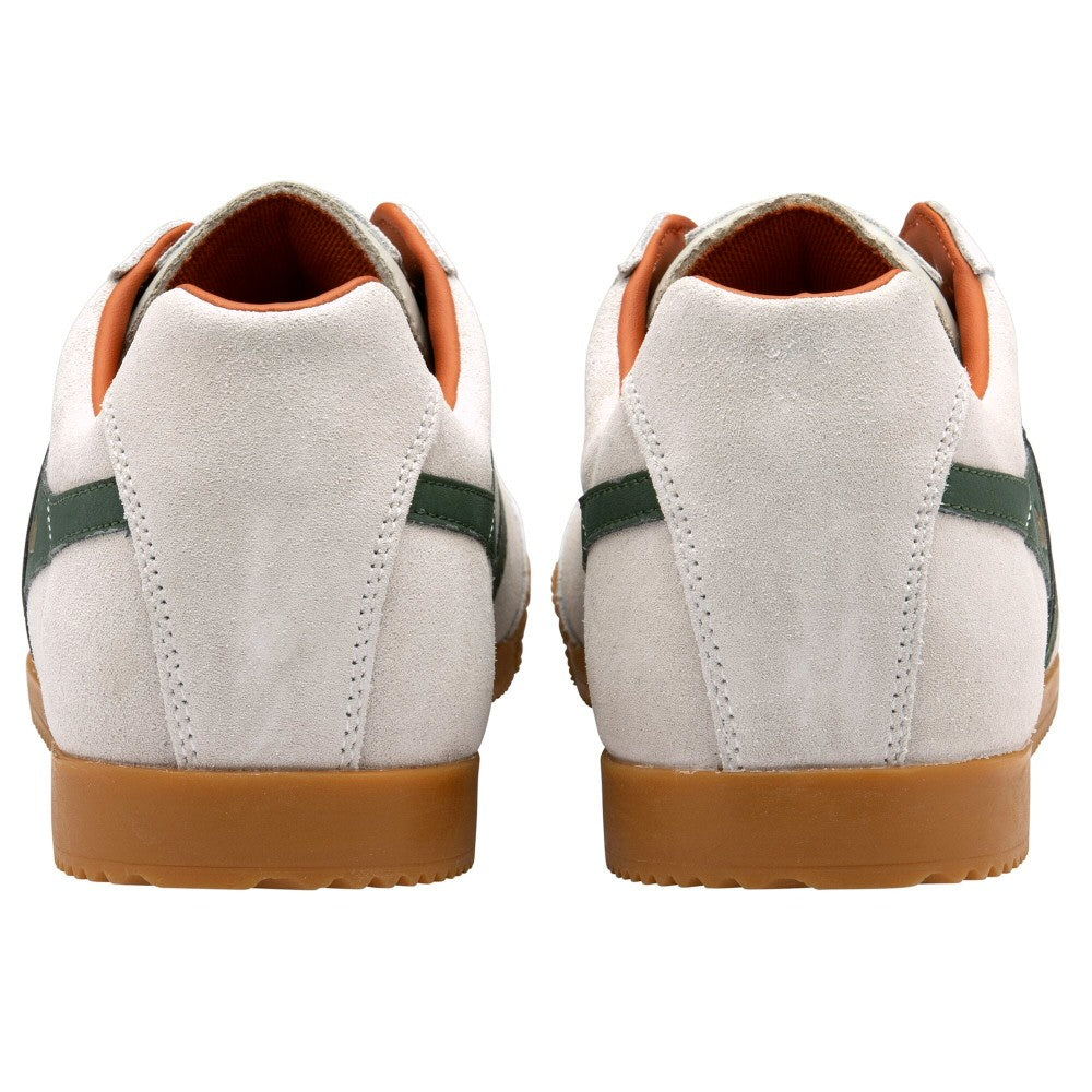 Gola Harrier Classic Twin Stripe Suede Trainer Off White / Green