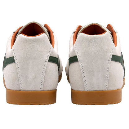 Gola Harrier Classic Twin Stripe Suede Trainer Off White / Green