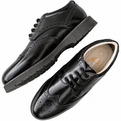 Grafters Retro Cushioned Sole Leather Brogue Shoe Black
