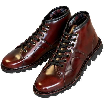 Grafters Retro Treaded Sole Leather Monkey Boots Oxblood