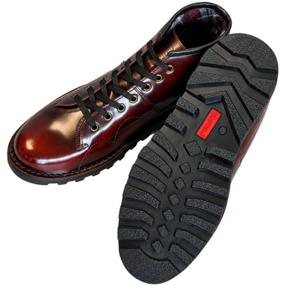 Grafters Retro Treaded Sole Leather Monkey Boots Oxblood