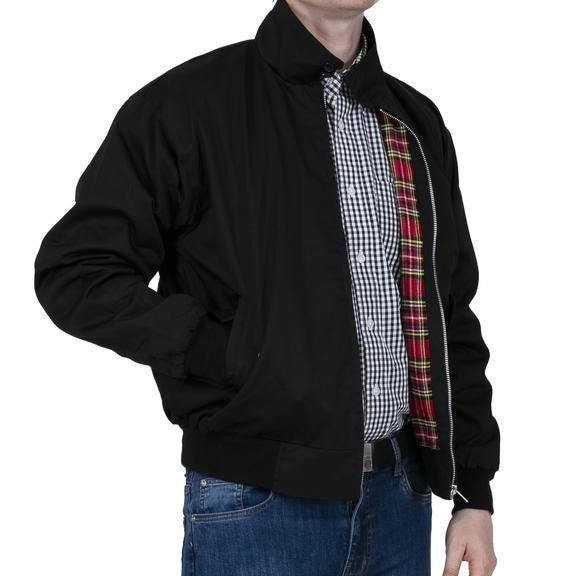Relco Classic Red Tartan Lined Harrington Black