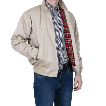 Relco Classic Red Tartan Lined Harrington Stone