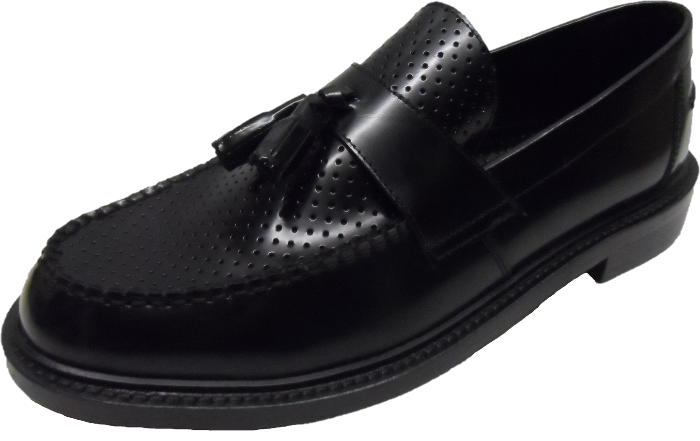 ikon Original Black Quad Punch Retro, Ska, Northern Soul Tassel Loafers