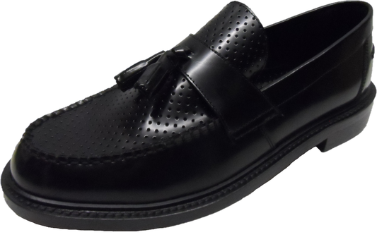 ikon Original Black Quad Punch Retro, Ska, Northern Soul Tassel Loafers