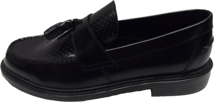 ikon Original Black Quad Punch Retro, Ska, Northern Soul Tassel Loafers