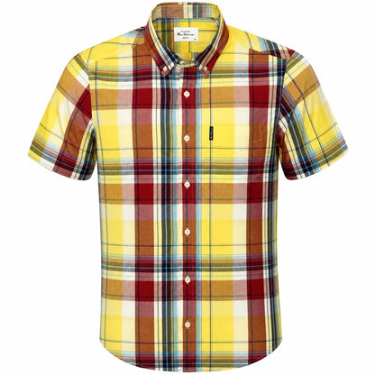 Ben Sherman Short Sleeve Oversize Check Shirt Yellow