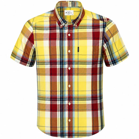 Ben Sherman Short Sleeve Oversize Check Shirt Yellow