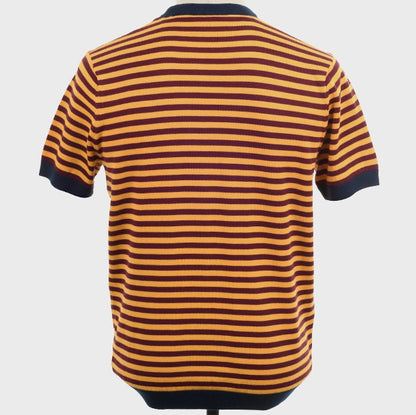 Art Gallery Fine Gauge Knit Multi Stripe Crew Neck Top Amber