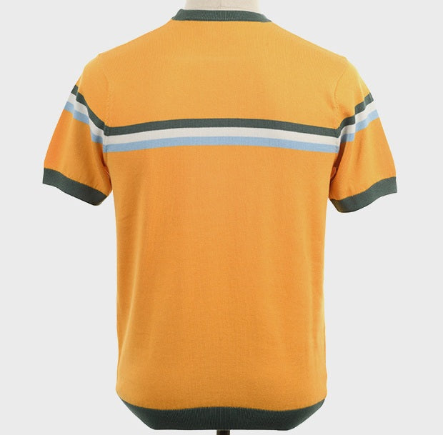 Art Gallery Fine Gauge Knit Horizontal Stripe Crew Neck Amber