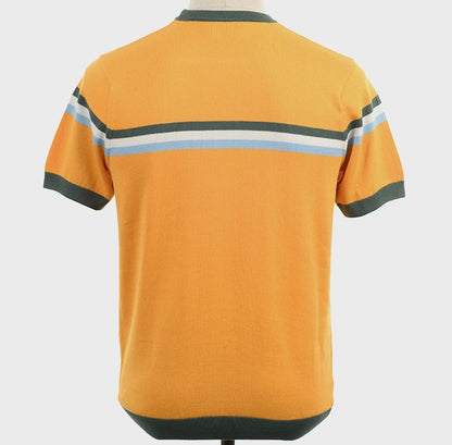 Art Gallery Fine Gauge Knit Horizontal Stripe Crew Neck Amber