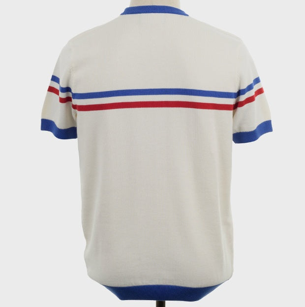 Art Gallery Fine Gauge Knit Horizontal Stripe Crew Neck Off White