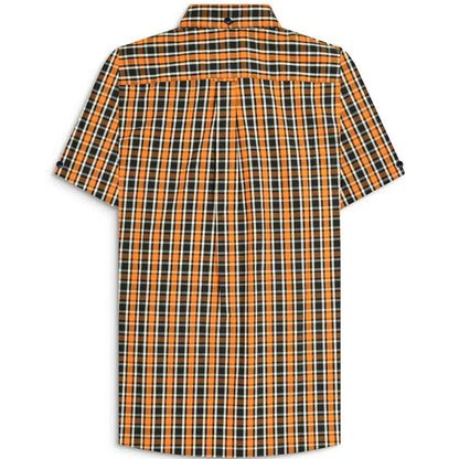 Lambretta Check Button Down Shirt Black Orange