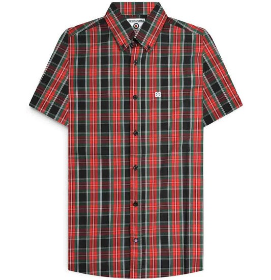 Lambretta Check Button Down Shirt Black Red Green
