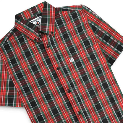 Lambretta Check Button Down Shirt Black Red Green