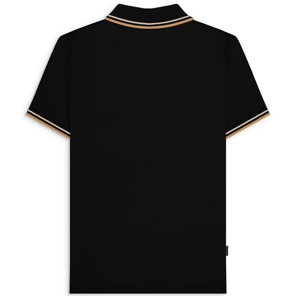 Lambretta Side Stripe Pique Polo Shirt Black